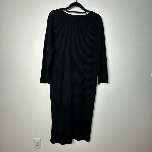 Universal Standard Dress Helios Knit Sweater Ribbed Sweaterdress Midi Black 18 - Picture 4 of 11